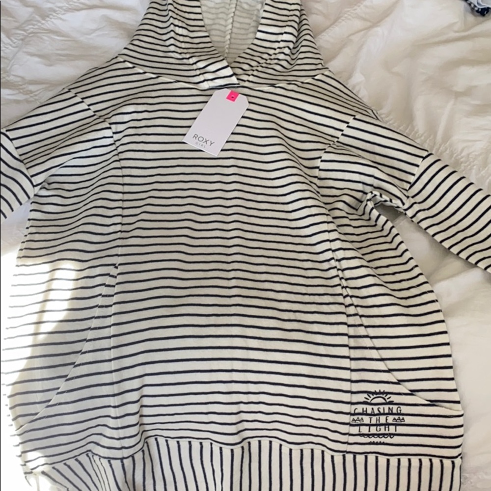 Roxy girls black and white stripped hoodie.